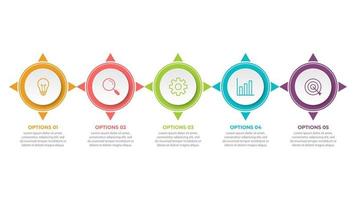 Presentación plantilla de infografía empresarial con 5 opciones. vector