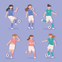 soccer female group vector