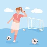 mujer futbol entrenando vector