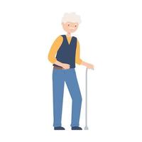 old man with walk cane vector