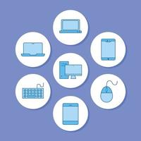 icon set laptop computer vector