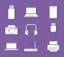 laptop camera and printer vector