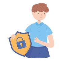 boy with shield security vector