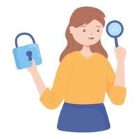 girl with padlock vector