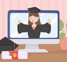 student virtual graduation vector