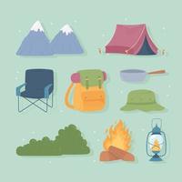 conjunto de campamento vector