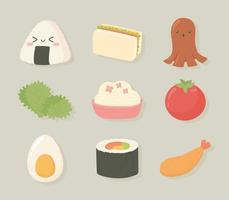 iconos de comida japonesa vector