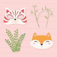 animals faces and plants vector