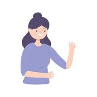 woman waving hand vector