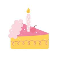 slice cake with candle vector