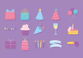 birthday party icons vector