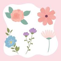 set with flowers vector