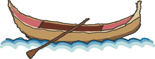 Doodle styled Boat and row on waters of Venice, famous landmark of Italy, vintage and classic color, doodled design, vector illustration. Cultural element of Italy