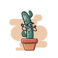 mascota divertida de dibujos animados de cactus vector