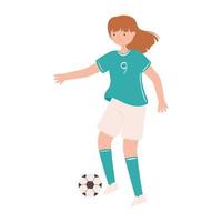 chica de fútbol con pelota vector