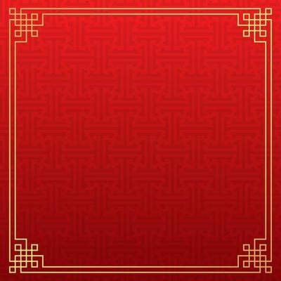 Chinese background, decorative classic festive red background and gold frame, vector illustration