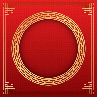 Chinese background, decorative classic festive red background and gold frame, vector illustration