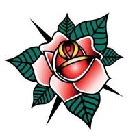 tatuaje al estilo de la vieja escuela rosa con púas. vector