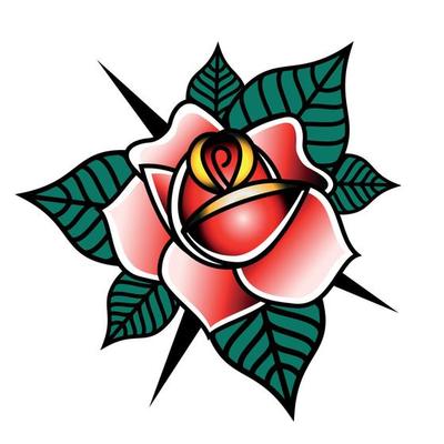 Tattoo in the style of old school Rose with spikes.