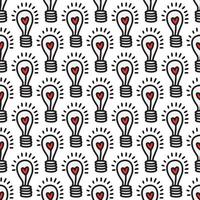 Seamless pattern with light bulbs with a heart vector