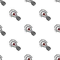 Seamless pattern with light bulbs with a heart vector