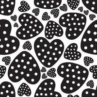 Seamless pattern of black perforated hearts vector