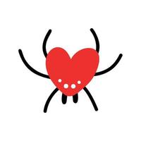 A heart-shaped spider. Vector icon for Valentine's Day