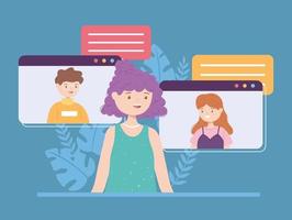 people using video call vector