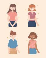 set of young women vector