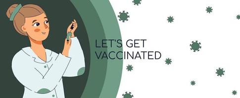 vacunarse banner covid-19 diseño de vectores de vacunas