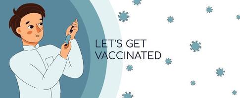 vacunarse banner covid19 vacunas vector diseño