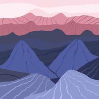 Abstract minimalistic landscape with mountains and hills. Boho wall aesthetic background. Flat abstract vector illustration.