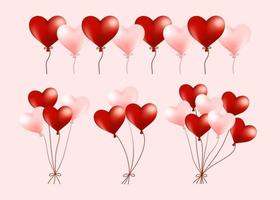 Realistic heart balloons set vector