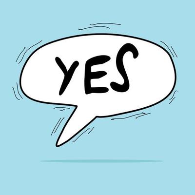 Speech bubbles with word yes