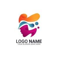 people head logo. human face illustration. mind creative logo vector