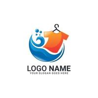 Laundry logo design with abstract and modern shape. Editable logo design vector