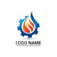 diseño de logotipo de combinación de fuego, gas y equipo. diseño de logotipo editable vector