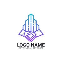 diseño del logotipo de la empresa de construcción de acuerdos. diseño de logotipo moderno editable vector