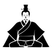 samurai japón guerrero rojo negro color vector ilustración imagen estilo plano