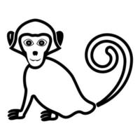 Monkey red black color vector illustrationoutline contour image flat style