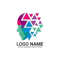 logotipo de la cabeza de la gente. ilustración de rostro humano. logotipo creativo de la mente vector