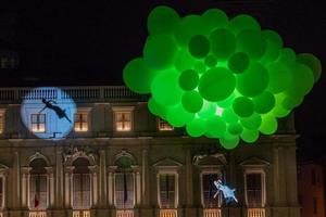 Bergamo Italy 14 September2018 Performance of acrobatic dance suspended in the air performance of MolecoleShow photo