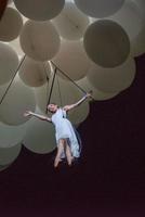 Bergamo Italy 14 September2018 Performance of acrobatic dance suspended in the air performance of MolecoleShow photo