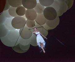 Bergamo Italy 14 September2018 Performance of acrobatic dance suspended in the air performance of MolecoleShow photo