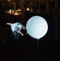 Bergamo Italy 14 September2018 Performance of acrobatic dance suspended in the air performance of MolecoleShow photo