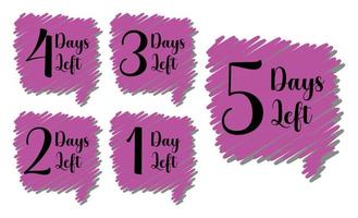 Numbers of days left on hand drawn speech bubbles vector