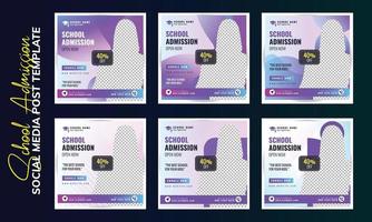 School Admission Modern Social Media Post Template vector