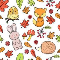 Cute Autumn Animal Pattern vector