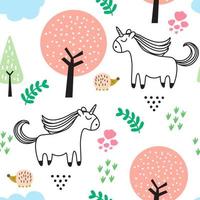 Cute unicorn pattern vector