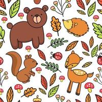 Cute forest animal cartoon seamless pattern vector